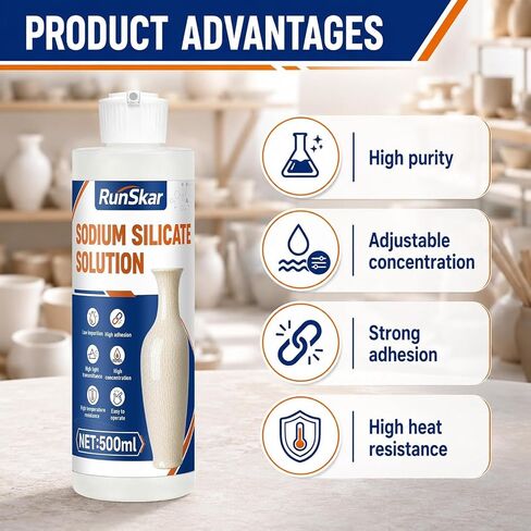 Sodium Silicate Liquid,Sodium Silicate Water Glass,Waterglass, 17.6 Fl.Oz in Kuwait