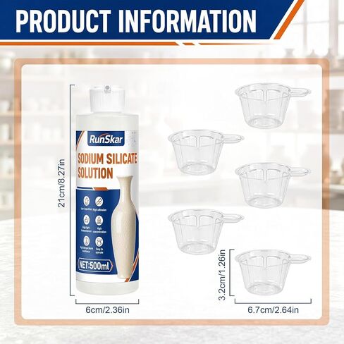 Sodium Silicate Liquid,Sodium Silicate Water Glass,Waterglass, 17.6 Fl.Oz in Kuwait