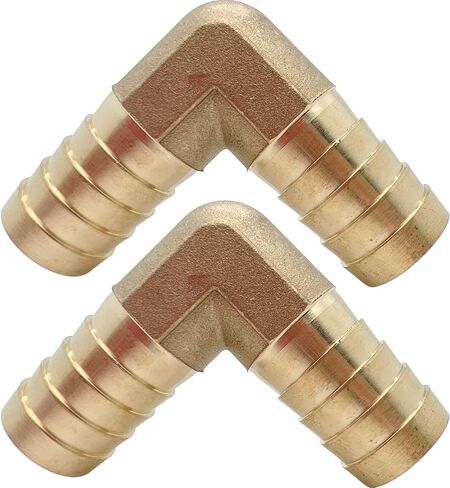 2PCS Brass 3/4" x 3/4" Hose Barb Fitting Barbed 90 Degree Elbow Connector L Right Angle Barbed Fitting by CX WONDERLAND in Saudi Arabia