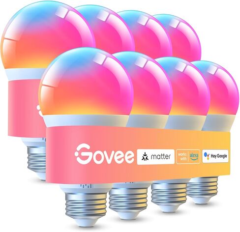 Govee LED Smart Light Bulbs, 1000LM Color Changing Light Bulb, Wi-Fi & Bluetooth Light Bulbs, Work with Alexa and Google Assistant, Dimmable RGBWW A19 75W Equivalent Smart Bulbs, 1 Pack in Kuwait