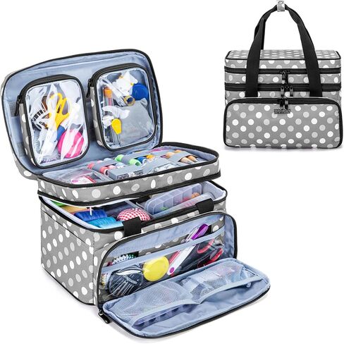BAFASO Double Layer Sewing Accessories Organizer, Polka Dots in Kuwait