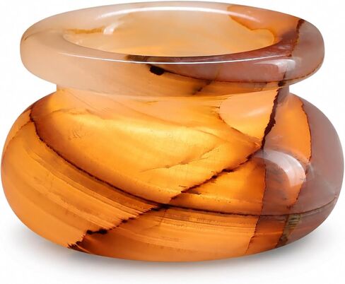 Single Calcite Tealight Candle Holder, 2.8''x3.1'' Votive Candel Holder Handcrafted from Solid Calcite, Stone Candle Holder for or Weddings Parties, Dinner,Wedding Centerpieces $ Home Decor (Calcite) in Kuwait