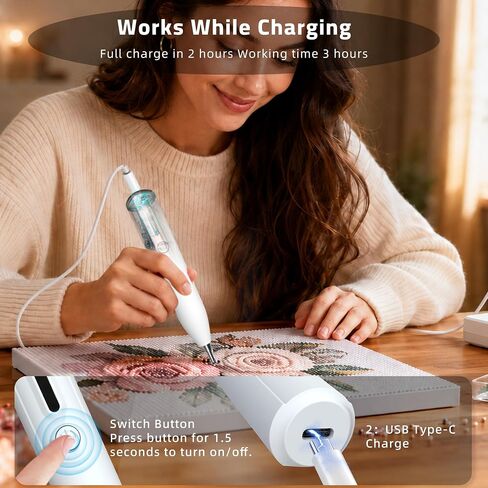 Electric Diamond Art Pen, Wireless Vacuum Diamond Painting Pen for Adults in Kuwait
