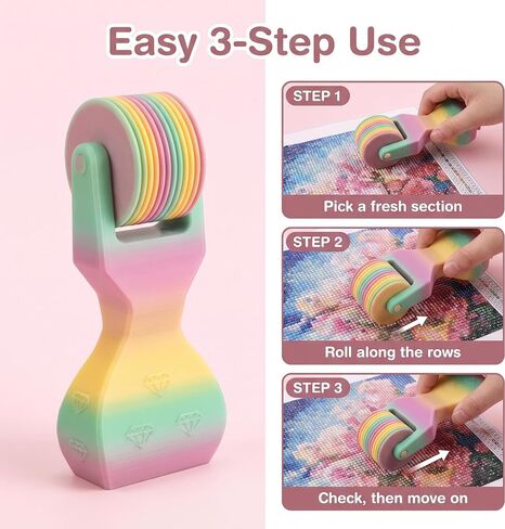2 Pack Diamond Painting Roller Tool, Detachable Diamond Art Roller for Straightening & Pressing Drills, Essential Craft Tool for Square/Round Drill Canvas Kits, Rhinestone Embroidery Supplies in Kuwait