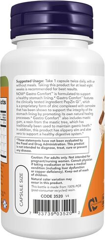 NOW Supplements, Gastro Comfort, plus Mastic Gum, Aloe Vera and Slippery Elm, 60 Veg Capsules in Saudi Arabia