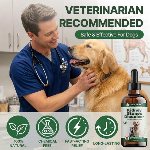 Bladder Stone Breaker Support for Dogs, Kidney Stones Dissolver Care Drops, Natural Dog Urinary Tract Infection Treatment, Helps with Stone Care & Recurrence Prevention,Vet-Formulated Urinary Flow in Kuwait