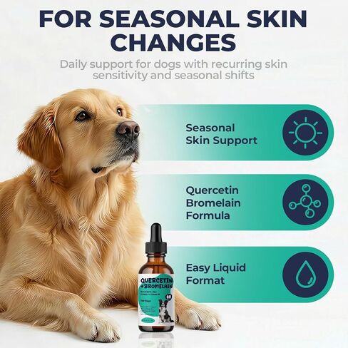 Quercetin with Bromelain for Dogs, Allergy & Seasonal Itch Relief Drops in Kuwait