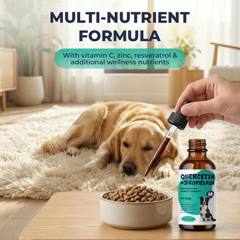 Quercetin with Bromelain for Dogs, Allergy & Seasonal Itch Relief Drops in Kuwait