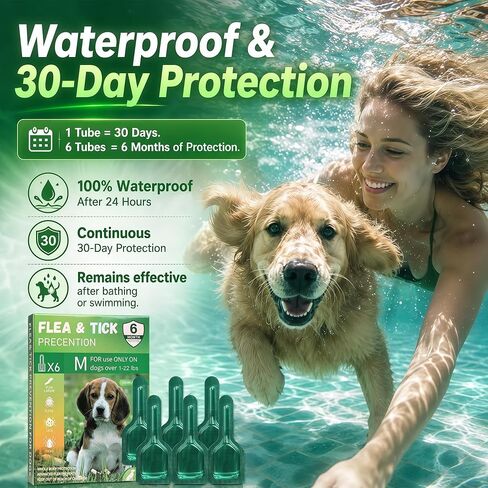 6Pcs Topical Dog Care Drops for Small Dogs 5-22 lbs, Monthly Outdoor Comfort Liquid for Dogs, Waterproof Pet Skin Care Formula, Easy-to-Apply Dog Care Drops, 6 Month Supply in Saudi Arabia