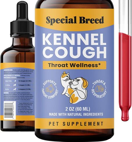 Kennel Cough Support for Dogs & Cats – Helps with Dry, Wet & Barking Cough – Herbal Pet Respiratory & Throat Support, Supports Breathing & Clear Airways – Natural Liquid Supplement – 8oz in Kuwait