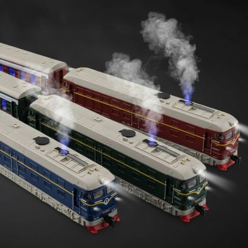 Moving Railway Locomotive Set Smoke Effect Alloy Train Model Working Lights Plaything, Red in Kuwait
