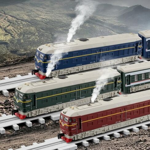 Moving Railway Locomotive Set Smoke Effect Alloy Train Model Working Lights Plaything, Red in Kuwait