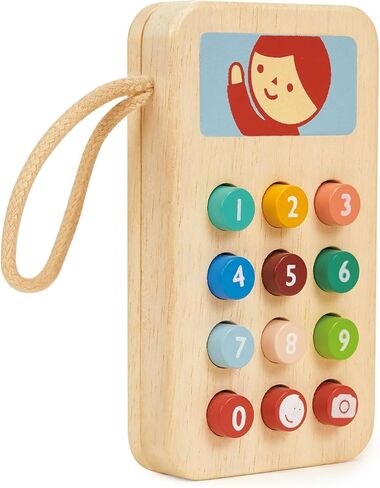 Mentari Toys - Mobile Phone - Solid Wood Phone with Squishy Buttons for Kids - Pretend Play Toy - Boost Communication Skills and Language Development - Age 2+ in Kuwait
