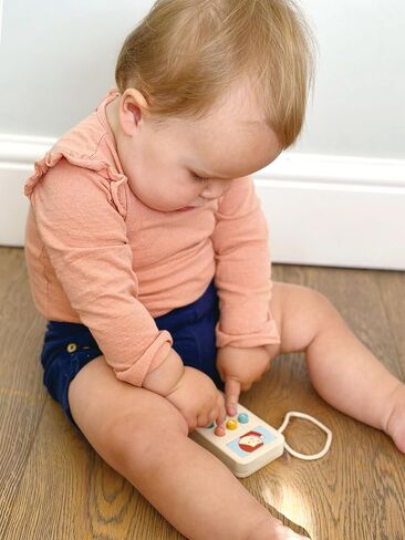 Mentari Toys - Mobile Phone - Solid Wood Phone with Squishy Buttons for Kids - Pretend Play Toy - Boost Communication Skills and Language Development - Age 2+ in Kuwait