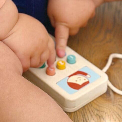 Mentari Toys - Mobile Phone - Solid Wood Phone with Squishy Buttons for Kids - Pretend Play Toy - Boost Communication Skills and Language Development - Age 2+ in Kuwait