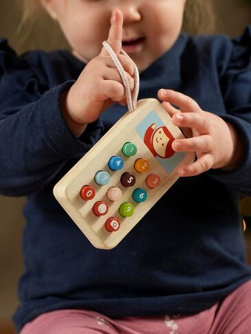 Mentari Toys - Mobile Phone - Solid Wood Phone with Squishy Buttons for Kids - Pretend Play Toy - Boost Communication Skills and Language Development - Age 2+ in Kuwait