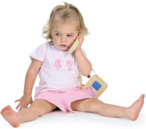 Mentari Toys - Mobile Phone - Solid Wood Phone with Squishy Buttons for Kids - Pretend Play Toy - Boost Communication Skills and Language Development - Age 2+ in Kuwait