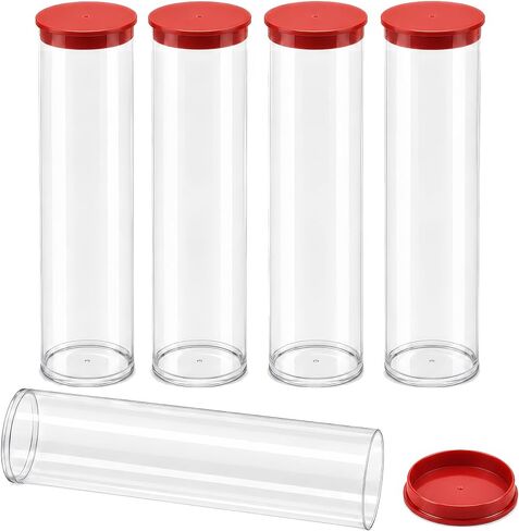 Prestige Import Group - 1.75" x 8" Transparent Clear Plastic (PETG) Storage Tubes with Black Lid - 5 Pack in Kuwait