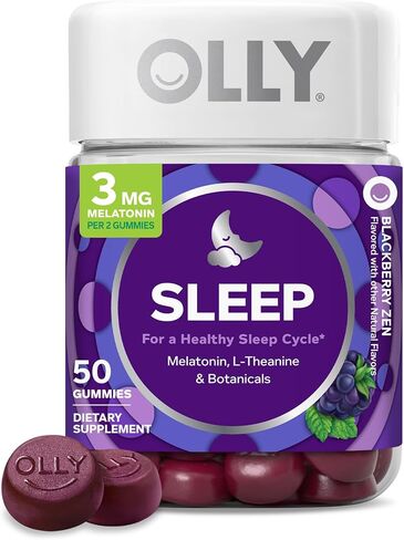 OLLY Sleep Gummy, Occasional Sleep Support, 3 mg Melatonin, L-Theanine, Chamomile, Lemon Balm, Sleep Aid, Strawberry, 60 Count (Pack of 1) in Kuwait