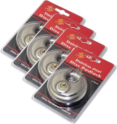 4 Pack Round Padlock with Shielded Shackle, 2-3/4-Inch, Stainless Steel Steel Armor for Trailer Storage Truck Wholesale Bulk Lot Keyed Different in Kuwait