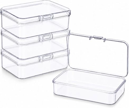 4 PCS Mini Plastic Storage Containers with Lids Clear Rectangle Box in Saudi Arabia