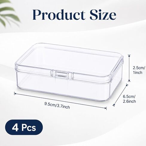 4 PCS Mini Plastic Storage Containers with Lids Clear Rectangle Box in Saudi Arabia