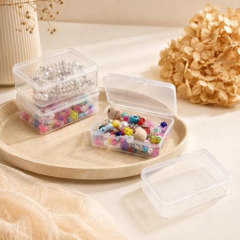 4 PCS Mini Plastic Storage Containers with Lids Clear Rectangle Box in Saudi Arabia