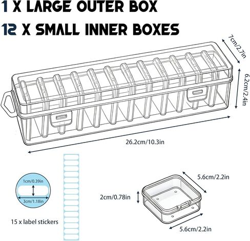 Bead Organizer Box, 13 Pcs Bead Storage Containers Mini Clear Plastic Organizer Box for DIY Jewelry, Earring Making, Nail Art & Small Craft Parts in Kuwait