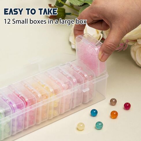 Bead Organizer Box, 13 Pcs Bead Storage Containers Mini Clear Plastic Organizer Box for DIY Jewelry, Earring Making, Nail Art & Small Craft Parts in Kuwait