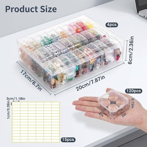KongTiva 3 Pack Bead Organizer Box 90 Pcs Small Clear Plastic Storage Box in Saudi Arabia