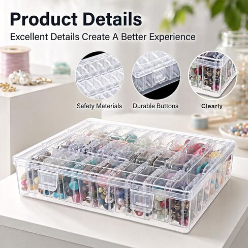 KongTiva 3 Pack Bead Organizer Box 90 Pcs Small Clear Plastic Storage Box in Saudi Arabia
