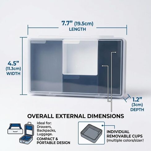 XHM AWESOME 2-Pack Small Plastic Organizer Box with Removable Dividers, Multi-Color Modular Storage Containers for Jewelry, Beads, Crafts, Stationery and Hardware, Compact Travel Case (Navy) in Kuwait