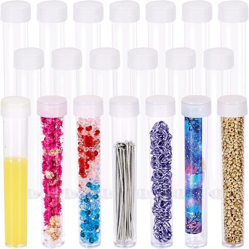 Magibeads 20Pcs Clear Tube Plastic Bead Containers with Lids 2.99 x 0.53 Inches Travel Size Seed Bead Cylinder Bead Organizer Box Diamond Painting Storage Containers for Jewelry Making in Kuwait
