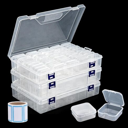DAJAVE Bead Organizer Box, 135Pcs Small Bead Organizers and Storage Plastic Cases, Clear Plastic Bead Holder Organizer with Hinged Lid for Beads, Jewelry, Earrings, Rings, Crafts, Small Parts Storage in Kuwait