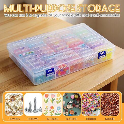 DAJAVE Bead Organizer Box, 135Pcs Small Bead Organizers and Storage Plastic Cases, Clear Plastic Bead Holder Organizer with Hinged Lid for Beads, Jewelry, Earrings, Rings, Crafts, Small Parts Storage in Kuwait