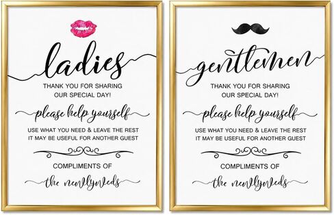 Wedding Bathroom Signs, Basket Signs, Women and Men Hospitality Basket, His and Hers Bathroom Signs, Help Yourself Sign, Wedding Signs, Set of 2, 11x14 inches Unframed in Kuwait
