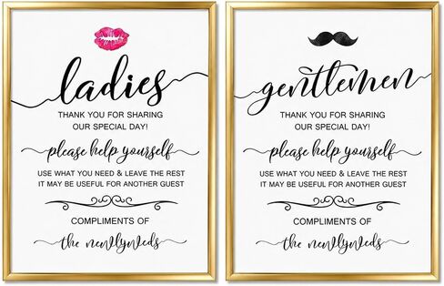 Wedding Bathroom Sign, Basket Signs, Women and Men Hospitality Basket, His and Hers Bathroom Signs, Help Yourself, 8x10 Inch Unframed, Set of 2 in Saudi Arabia