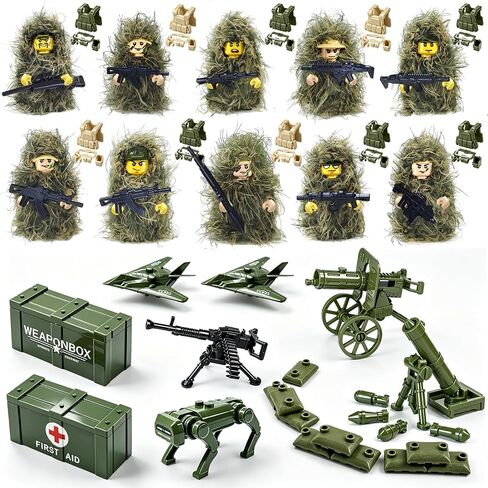 People Minifigures Pack, 10PCS Military Mini Figures Bulk, Soldiers Toy in Ghillie Suit, Building Block Action Figure Set, Gift for Christmas Stockings, Birthday Decorations, Easter Eggs, Party Favors in Kuwait
