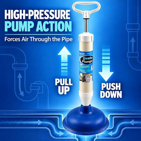 Dependable Industries inc. Essentials High Pressure Powerful Pump Multi-Drain Plunger Bathroom Kitchen Toilet Shower Sinks (Black) in Kuwait