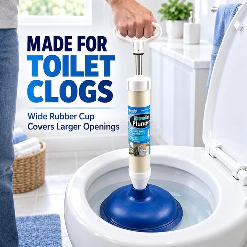 Dependable Industries inc. Essentials High Pressure Powerful Pump Multi-Drain Plunger Bathroom Kitchen Toilet Shower Sinks (Black) in Kuwait