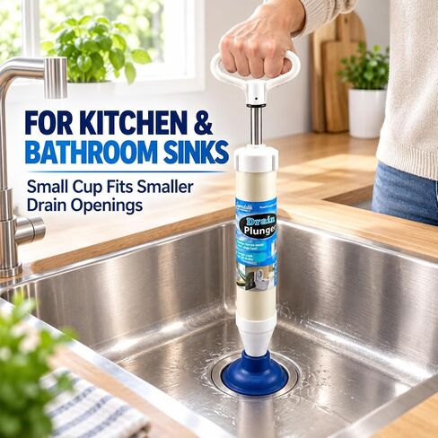 Dependable Industries inc. Essentials High Pressure Powerful Pump Multi-Drain Plunger Bathroom Kitchen Toilet Shower Sinks (Black) in Kuwait