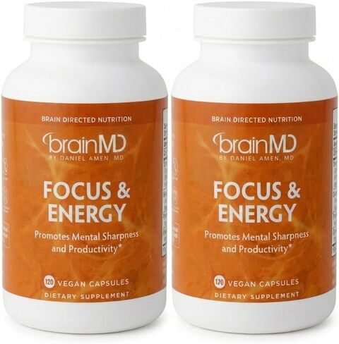 Dr Amen BrainMD Focus & Energy - 120 Capsules - Mental Endurance Booster, Promotes Concentration & Attention - Caffeine Free, Gluten Free - 30 Servings in Kuwait