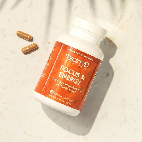 Dr Amen BrainMD Focus & Energy - 120 Capsules - Mental Endurance Booster, Promotes Concentration & Attention - Caffeine Free, Gluten Free - 30 Servings in Kuwait