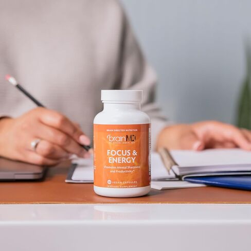 Dr Amen BrainMD Focus & Energy - 120 Capsules - Mental Endurance Booster, Promotes Concentration & Attention - Caffeine Free, Gluten Free - 30 Servings in Kuwait