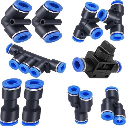 4mm Push To Connect Air Fittings Quick Connect Kit Pneumatic Airline Tee Straight Union Air Splitter Push Elbow – Air Ball Valve Air Manifold in Kuwait