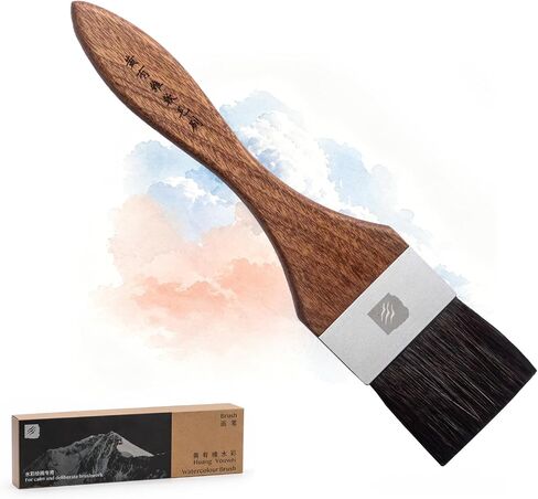× Huang Youwei Watercolor Flat Wash Brush, Premium Squirrel Hair, Wet-on-Wet Blending, Background Washes, Large-Scale Art, Mural & Landscape Painting, Artist Grade for Watercolor Gouache Ink in Kuwait