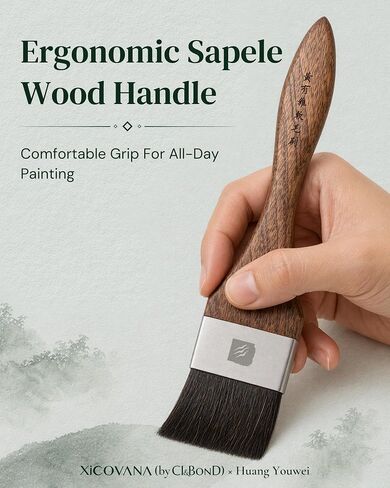 × Huang Youwei Watercolor Flat Wash Brush, Premium Squirrel Hair, Wet-on-Wet Blending, Background Washes, Large-Scale Art, Mural & Landscape Painting, Artist Grade for Watercolor Gouache Ink in Kuwait