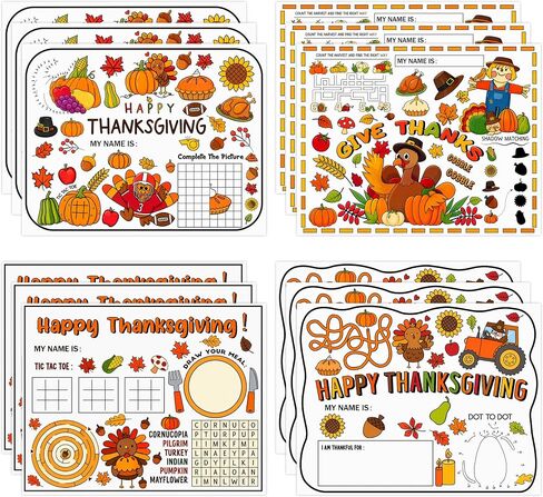 Thanksgiving Coloring Placemats, Disposable Paper Game Coloring Table Mats in Kuwait