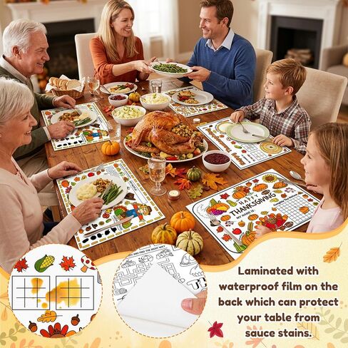 Thanksgiving Coloring Placemats, Disposable Paper Game Coloring Table Mats in Kuwait