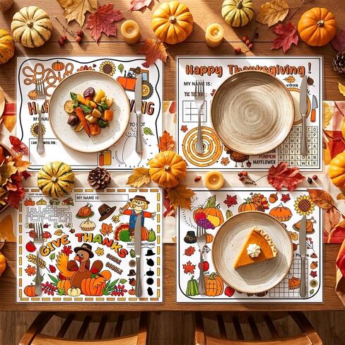 Thanksgiving Coloring Placemats, Disposable Paper Game Coloring Table Mats in Kuwait